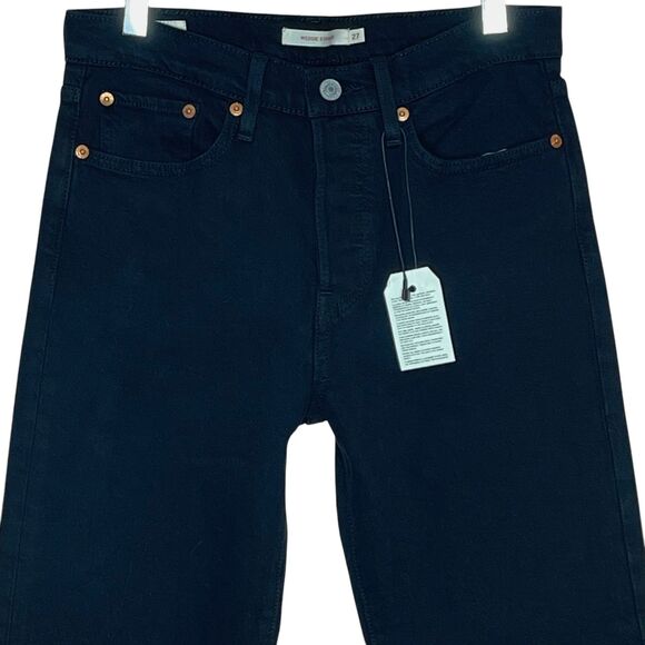 Levi's NWT Wedgie Straight Black Jeans Size 27 Denim Mid Rise Button Fly Casual - Picture 3 of 8